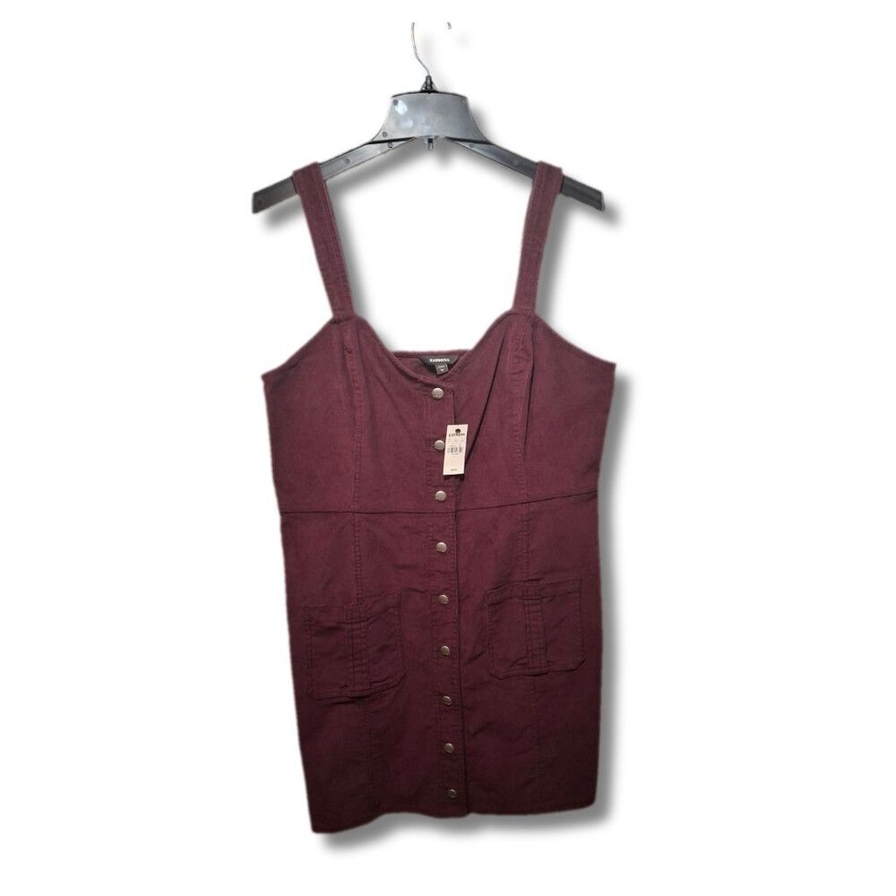 Express Burgundy Corduroy Overall Dress | NWT | Large